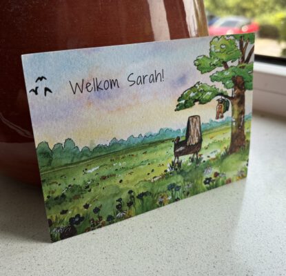 Foto van het geboortekaartje van Sarah
