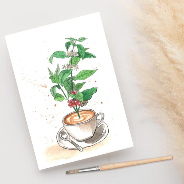 Foto van een ansichtkaart met een koffieplant door a Girl in the Field