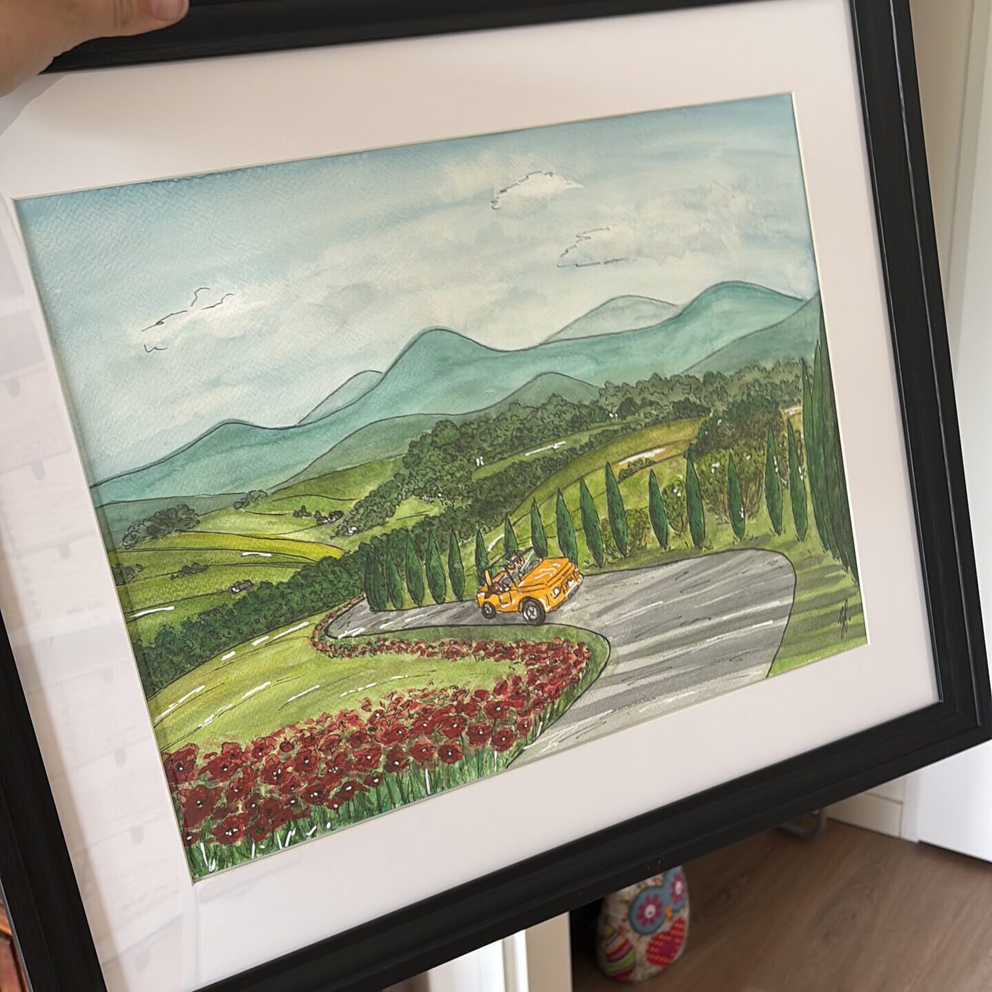 Foto van een aquarelschildering van Italië door a Girl in the Field