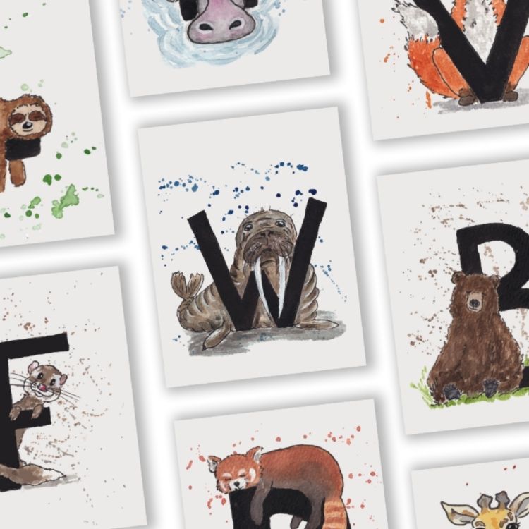 W van Walrus letterkaart door a Girl in the Field