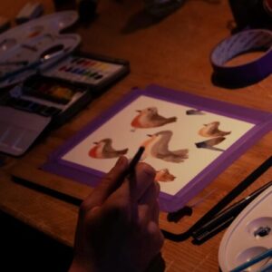 Foto van een workshop vogels schilderen door a Girl in the Field